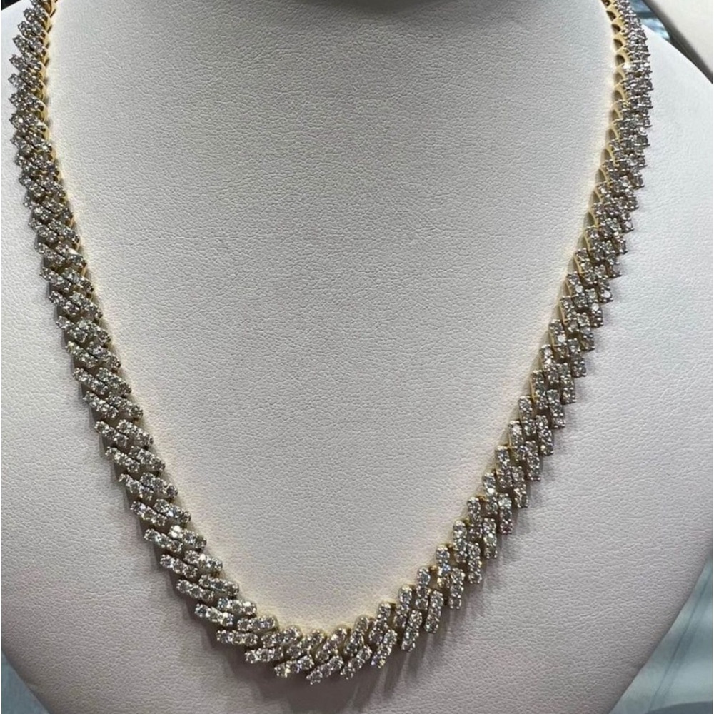 Real solid Cuban link natural diamond necklace